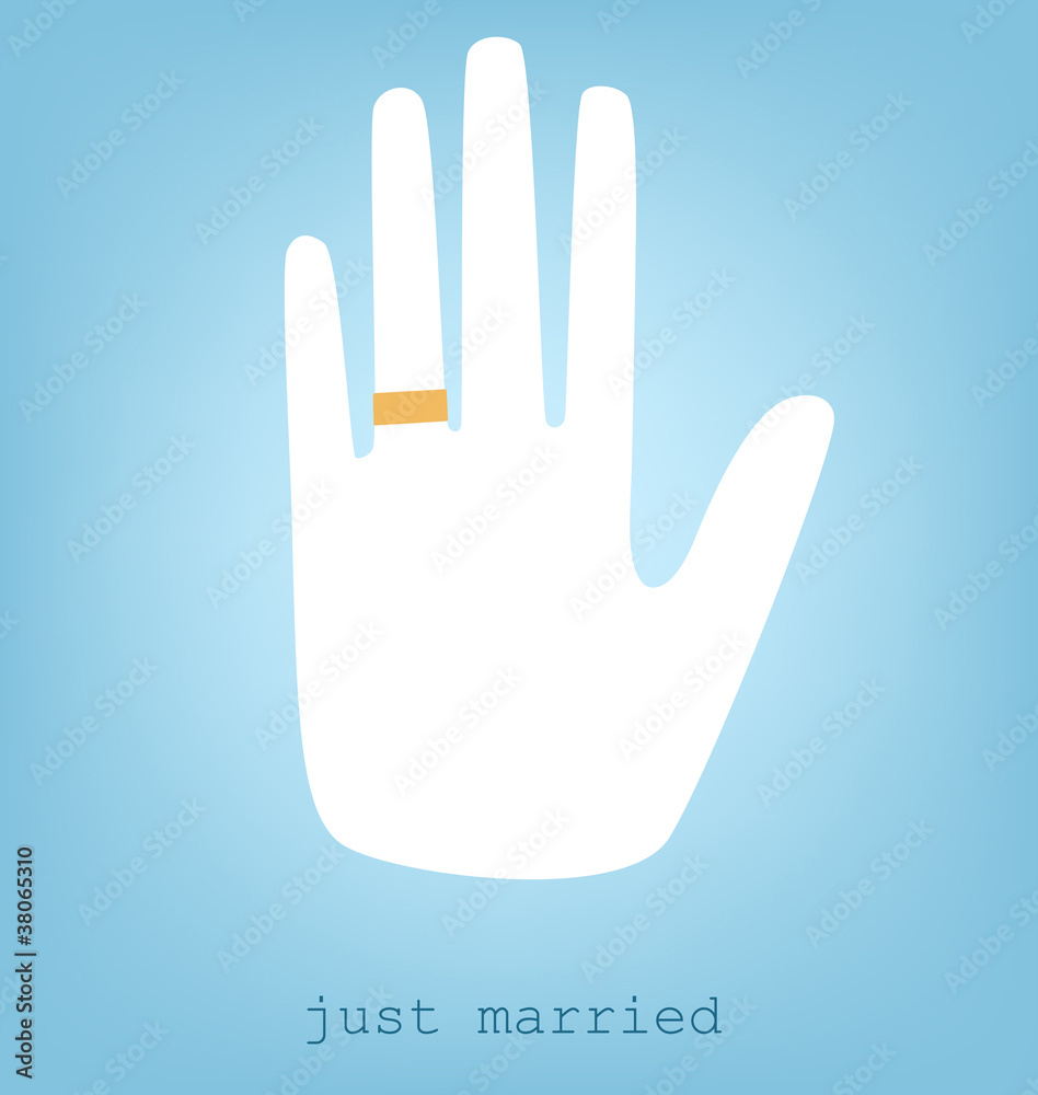 Obraz premium just married, hands silhouette with wedding ring