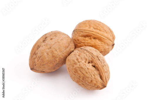 Walnuts on white fone