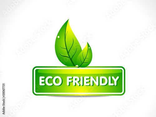 abstract eco button with leaf