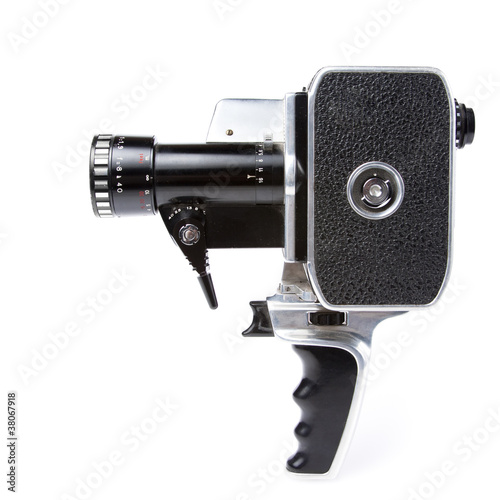vintage 8mm camera isolated on white