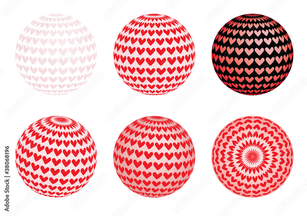 set of globes with valentines vector illustration