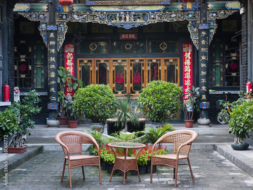 Patio at traditional Chinese Building of old compound © ping han
