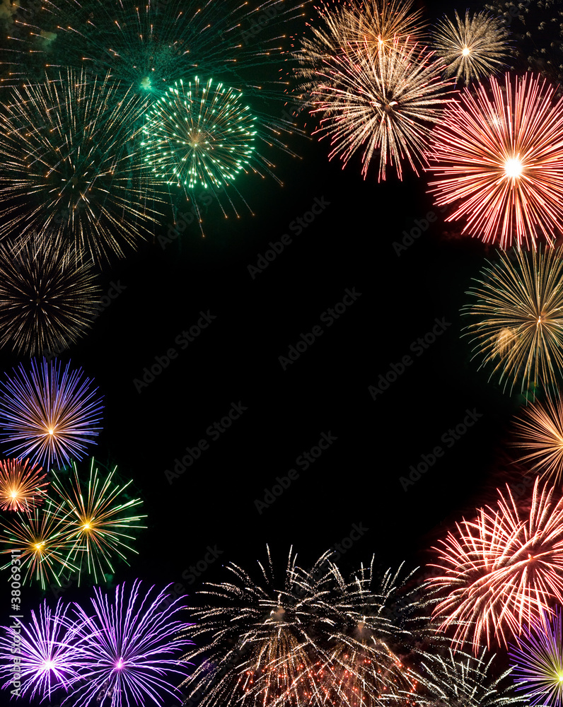 fireworks frame with copy space in the center fireworks frame with copy space in the center