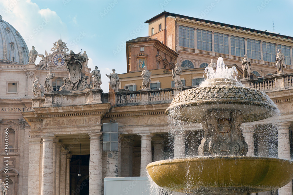 Fototapeta premium Vatican. A fountain before St. Peter's Cathedral