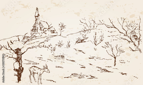 Retro winter scene