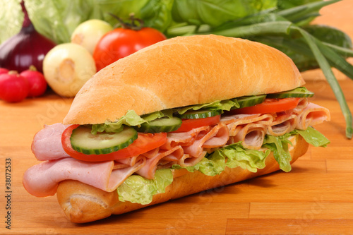 Delicious ham, cheese and salad sandwiches