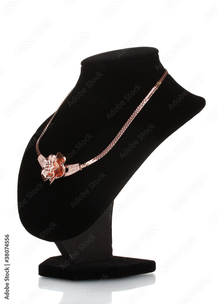 Pendant in form of flower on mannequin isolated on white Pendant in form of flower on mannequin isolated on white