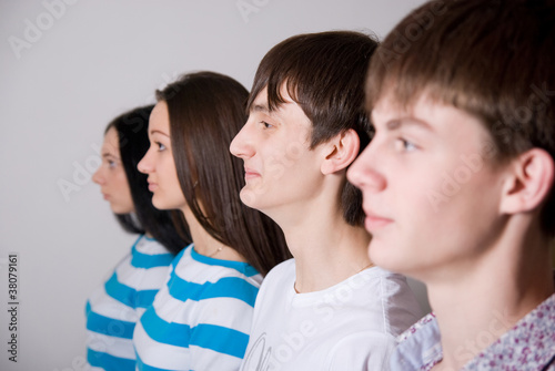 Group of casual people in a row