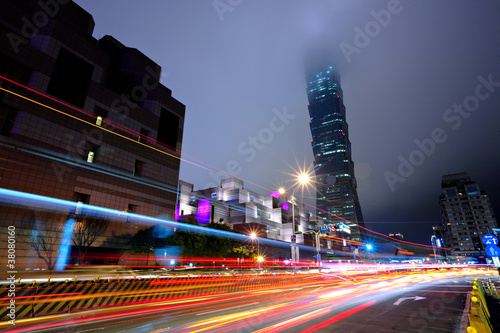 taipei city traffic at night