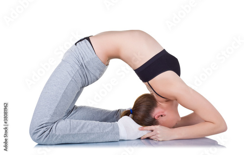 Practicing yoga