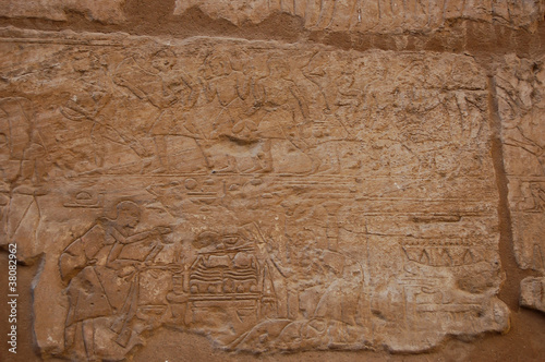 Egyptian relief on wall in Luxor temple, Egypt