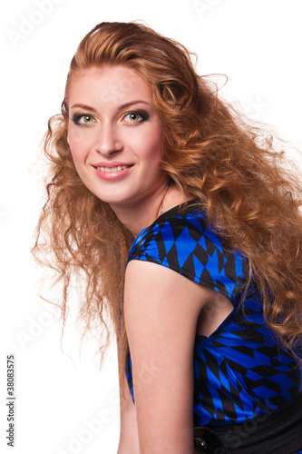 portrait of sexy caucasian young woman with beautiful green eyes
