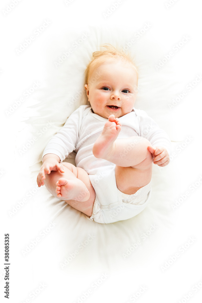 Beaufiful caucasian infant baby girl isolated on white Beaufiful caucasian infant baby girl isolated on white