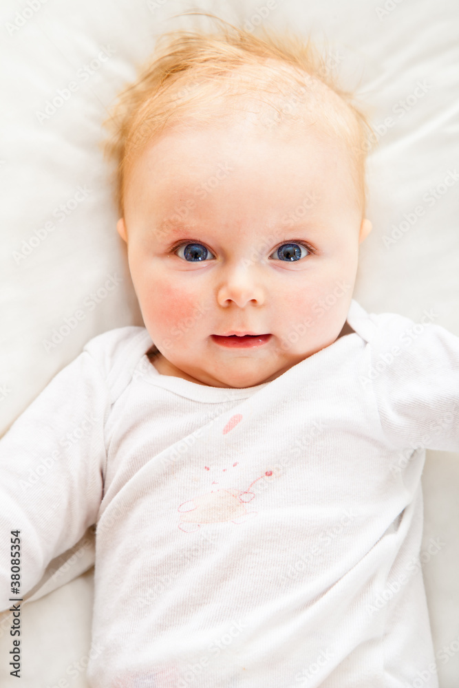 Beaufiful caucasian infant baby girl isolated on white Beaufiful caucasian infant baby girl isolated on white