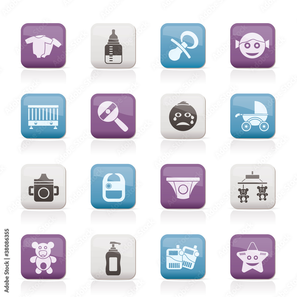 Baby, children and toys icons - vector icon set Baby, children and toys icons - vector icon set