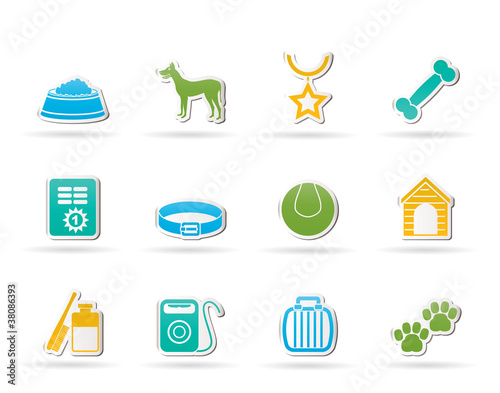 dog accessory and symbols icons - vector icon set