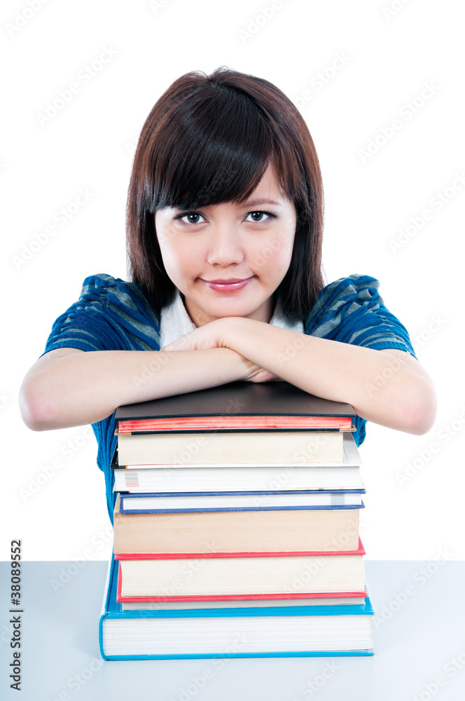 Cute Student Resting On Books Cute Student Resting On Books