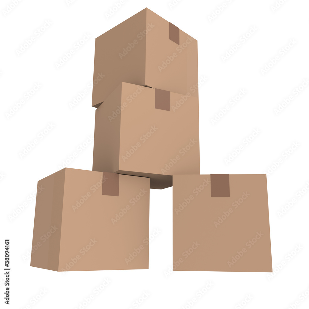 Pile of cardboard boxes, 3D image Pile of cardboard boxes, 3D image