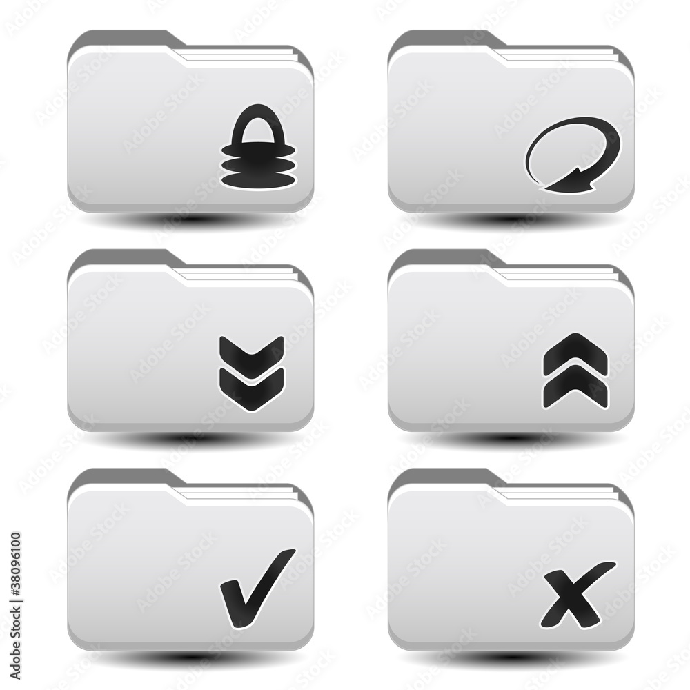 Vector folders with download, reload, upload arrows Vector folders with download, reload, upload arrows