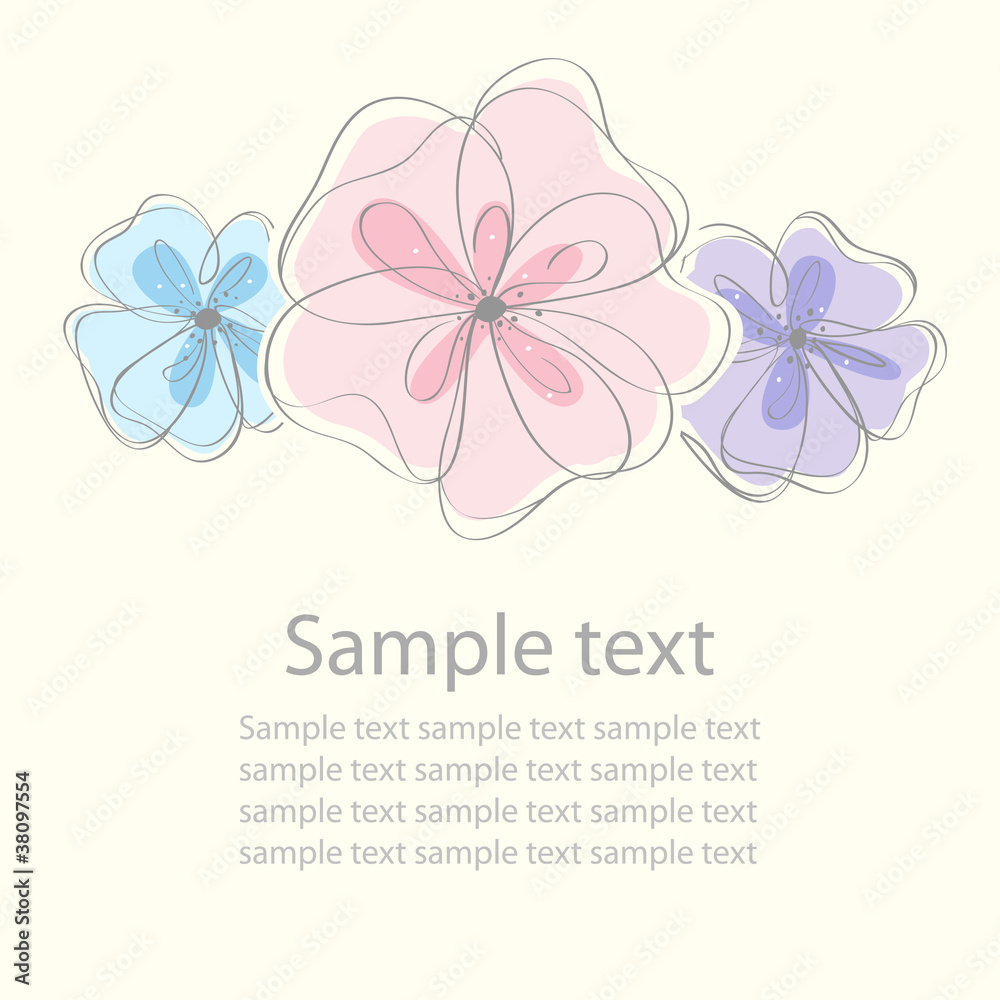 Fototapeta premium Cute black floral card background