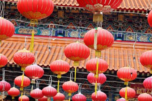 red lantern in chinese temple © leungchopan