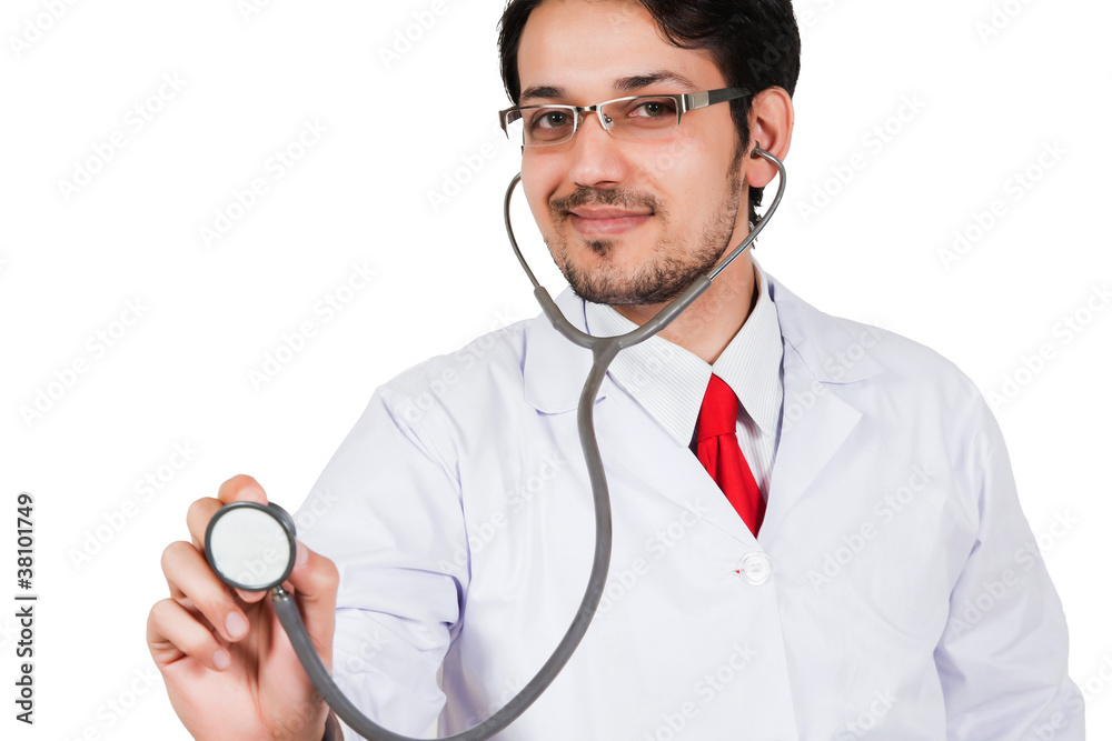 portrait of a medical doctor isolated on white portrait of a medical doctor isolated on white