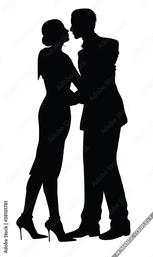 romantic couple silhouettes