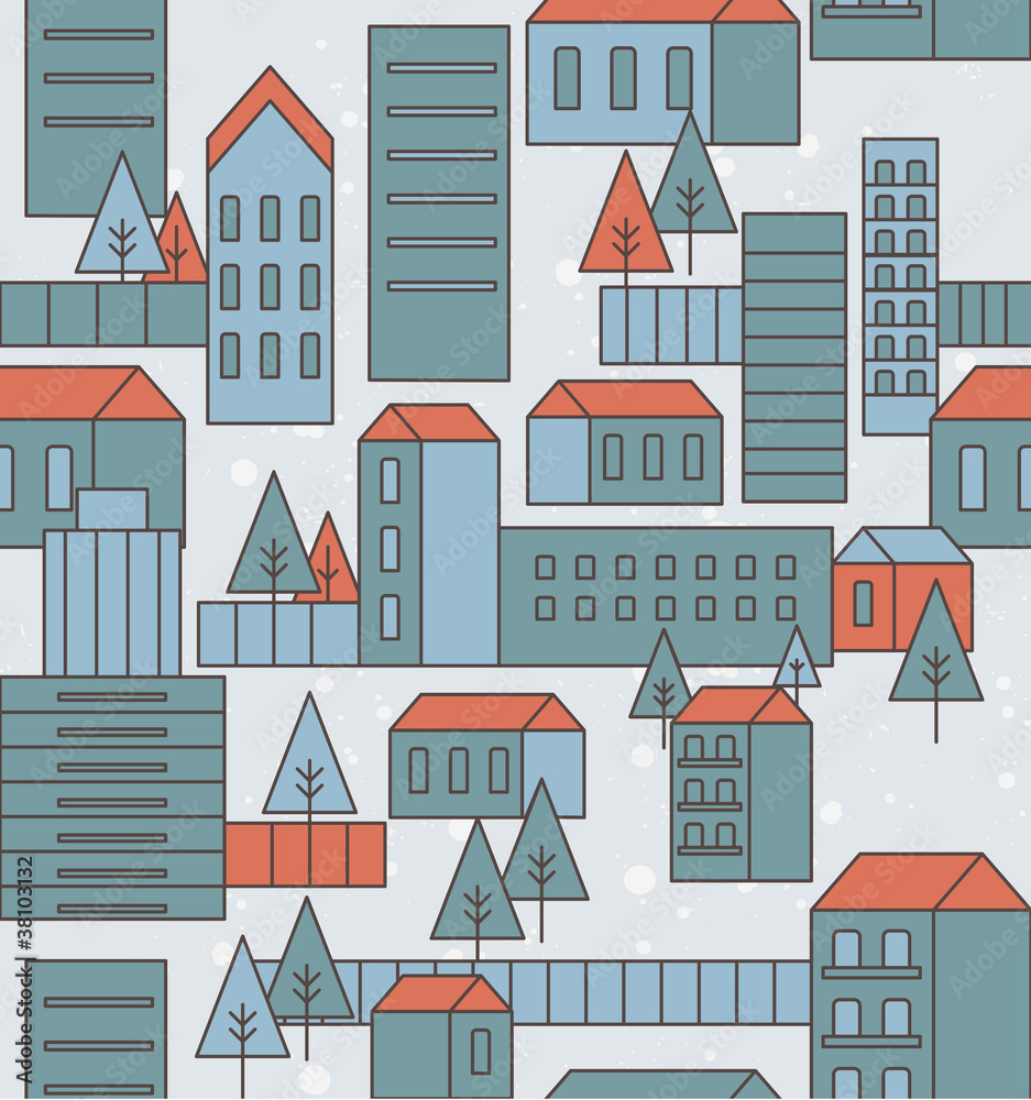 seamless city pattern - vector illustration