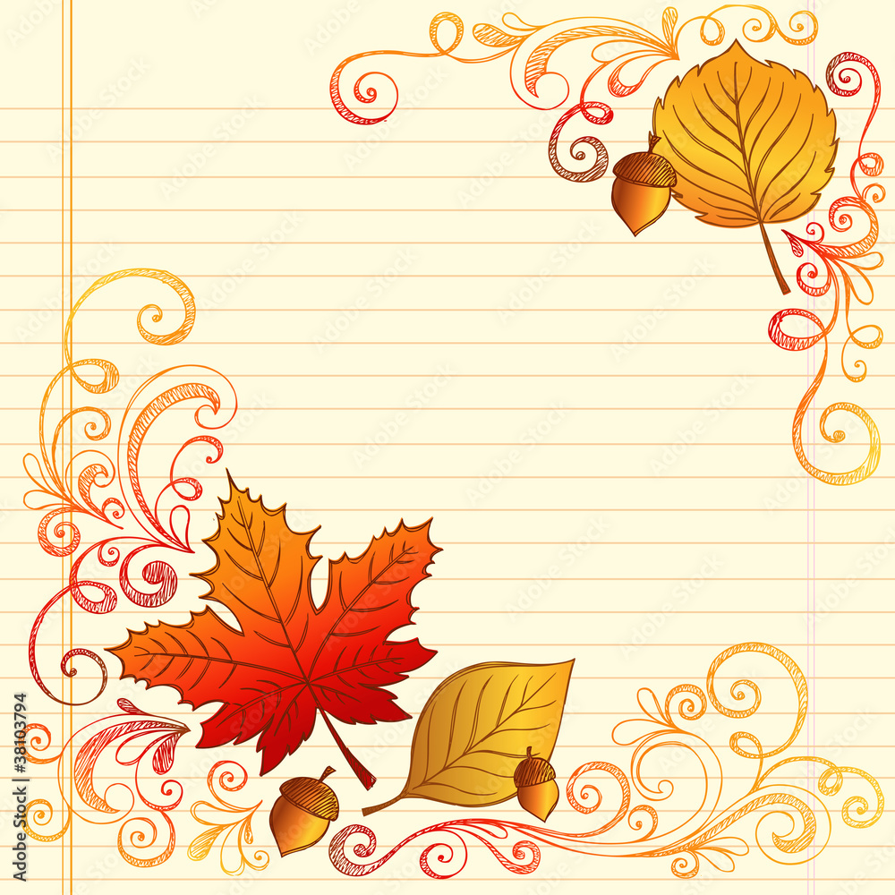 Back to School Autumn Fall Leaves Vector