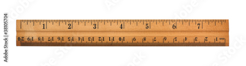 wood ruler isolated over a white background 