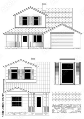 set of suburb house