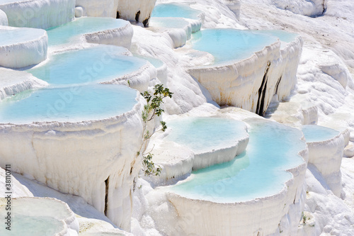Canvas Print Travertine pools at ancient Hierapolis, now Pamukkale, Turkey