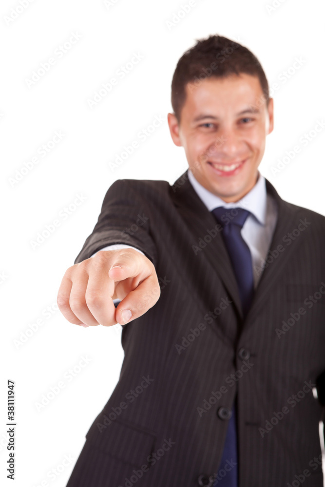 Business man, pointing forward Business man, pointing forward