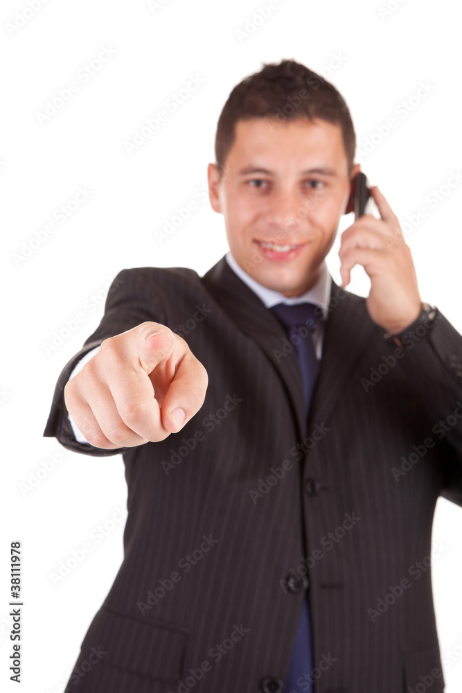 Business man, pointing forward Business man, pointing forward