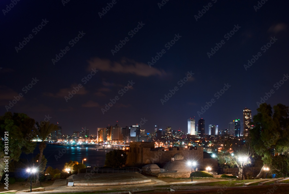 Night view of Tel Aviv seaside, Israel