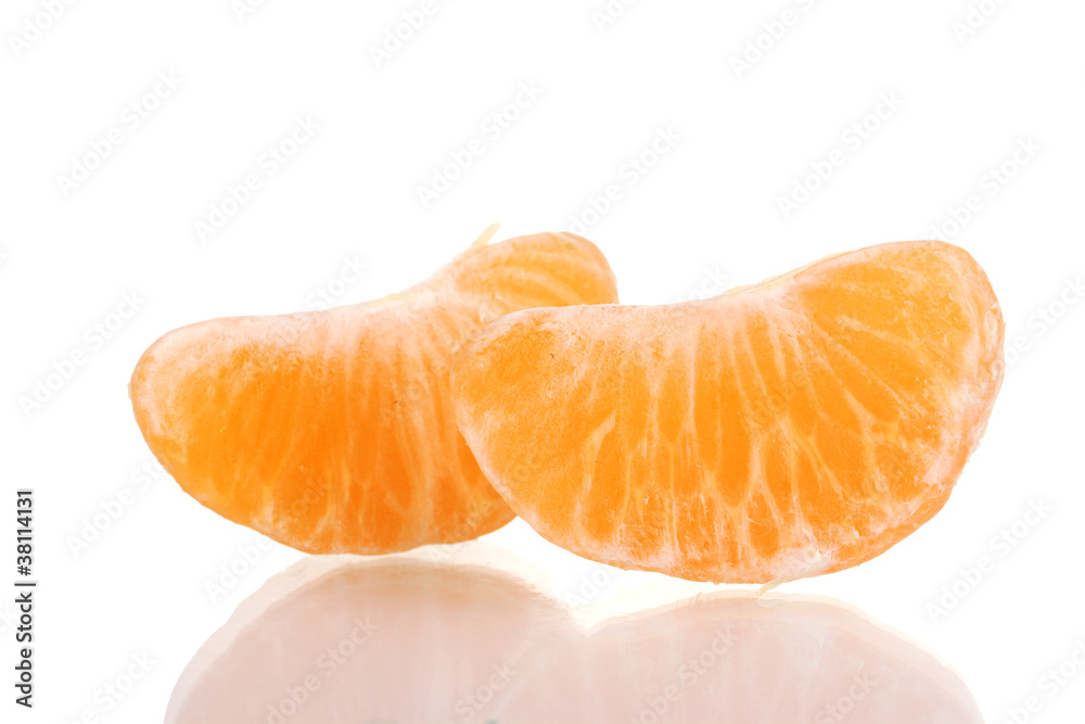 Ripe orange tangerine clove isolated on white
