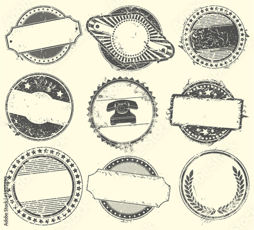 Abstract set of vector stamps with an empty place for the text