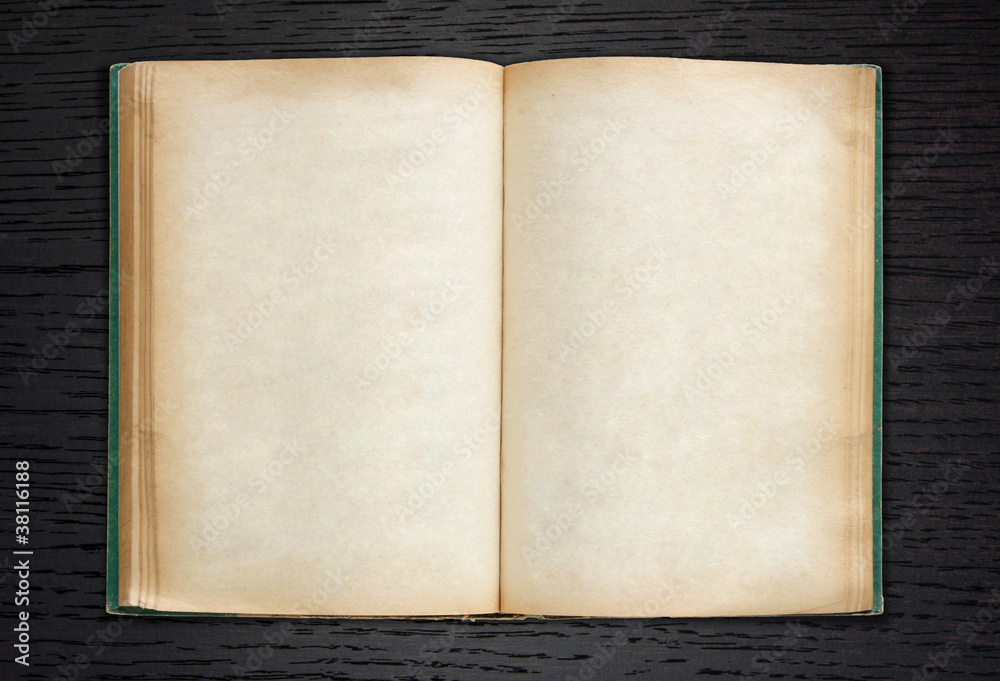old book open on dark wood background old book open on dark wood background