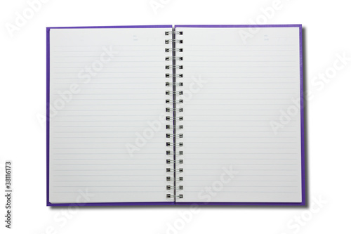 notebook open two pages on white background