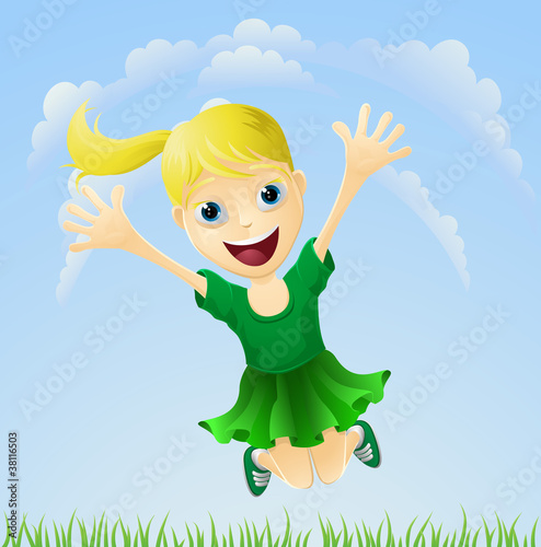 Young happy girl jumping