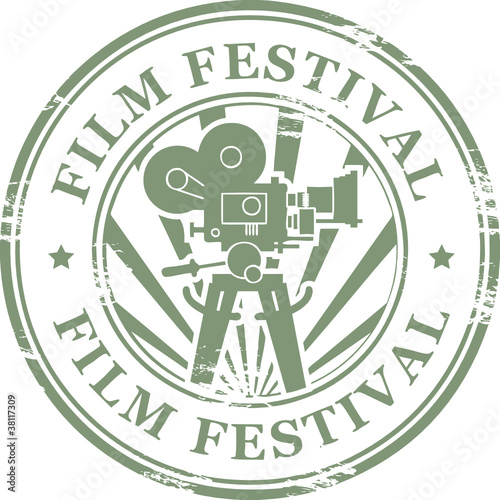 Stamp with movie camera and the word Film Festival