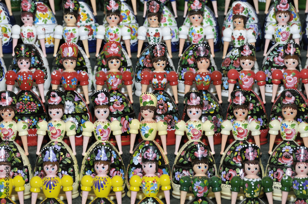 Painted wooden dolls in traditional costume, Budapest