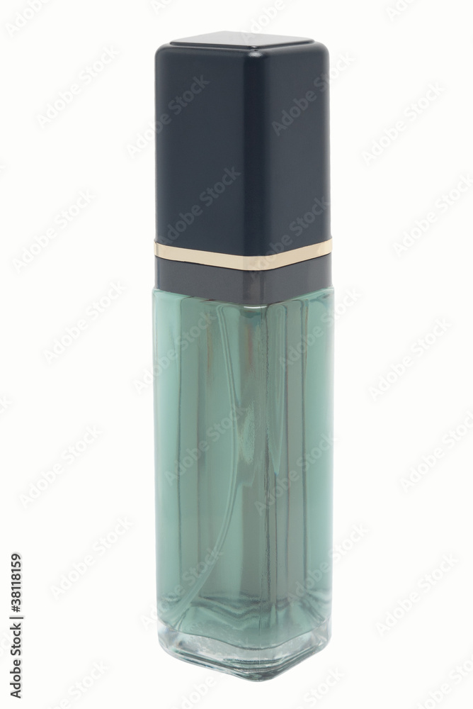Spray perfume bottle isolated on white