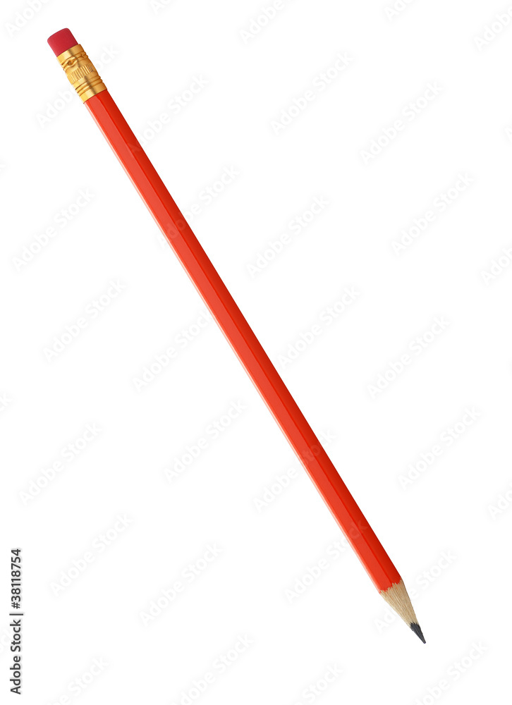 Red pencil with eraser Red pencil with eraser