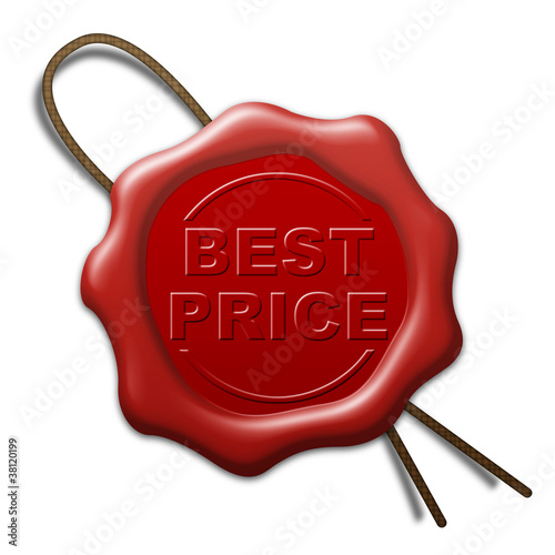 Fotografia Icono lacre de cera 3D con texto BEST PRICE