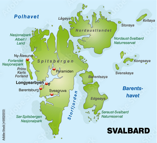 Landkarte von Svalbard / Spitzbergen