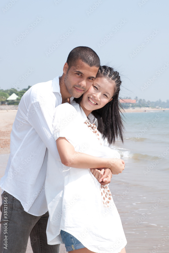 african man and asian woman lover on the beach african man and asian woman lover on the beach