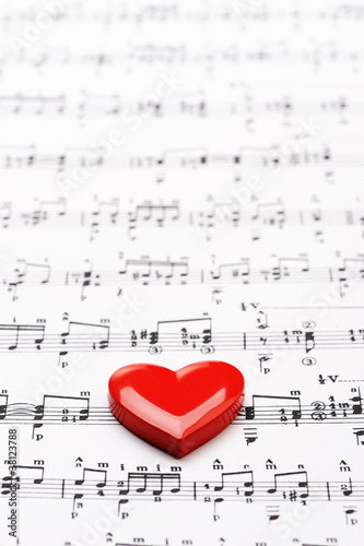 i love music! sheet of music with heart