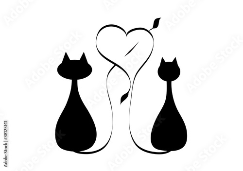 Silhouettes of two cats