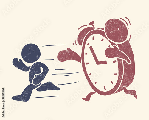 Vintage conceptual illustration of „time is running out“